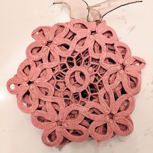 Set of 8 Pink Vintage Doily Coasters